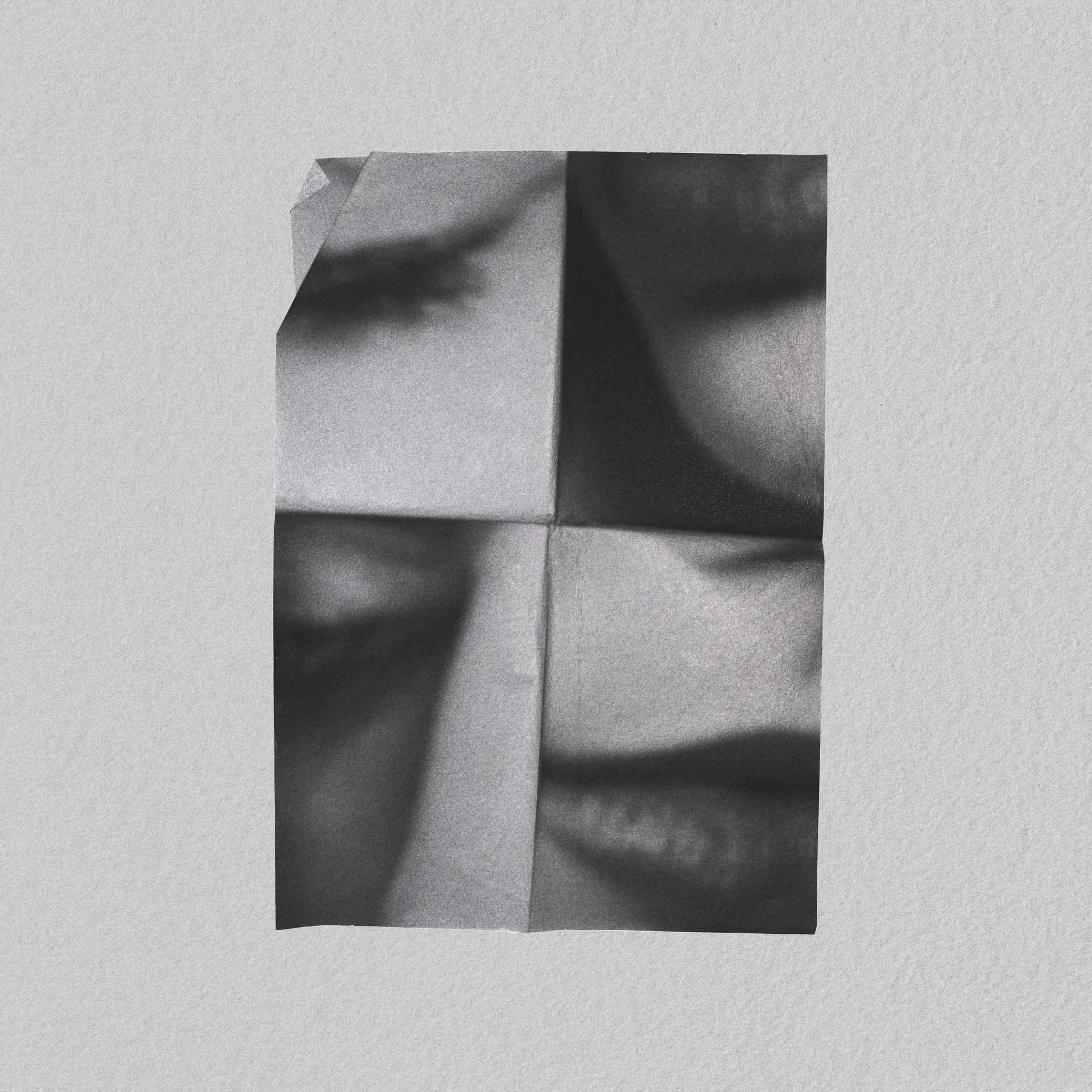 Folded photographs forming a face